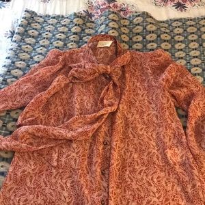Orange Paisley Print Sezane Blouse